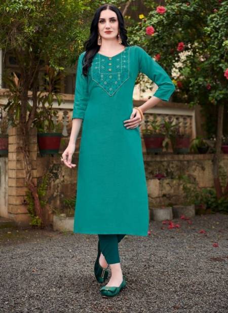 Sea Green Colour VARDAN CLOUD 2 Fancy Ethnic Wear Cotton With Embroidery Kurtis Collection 324